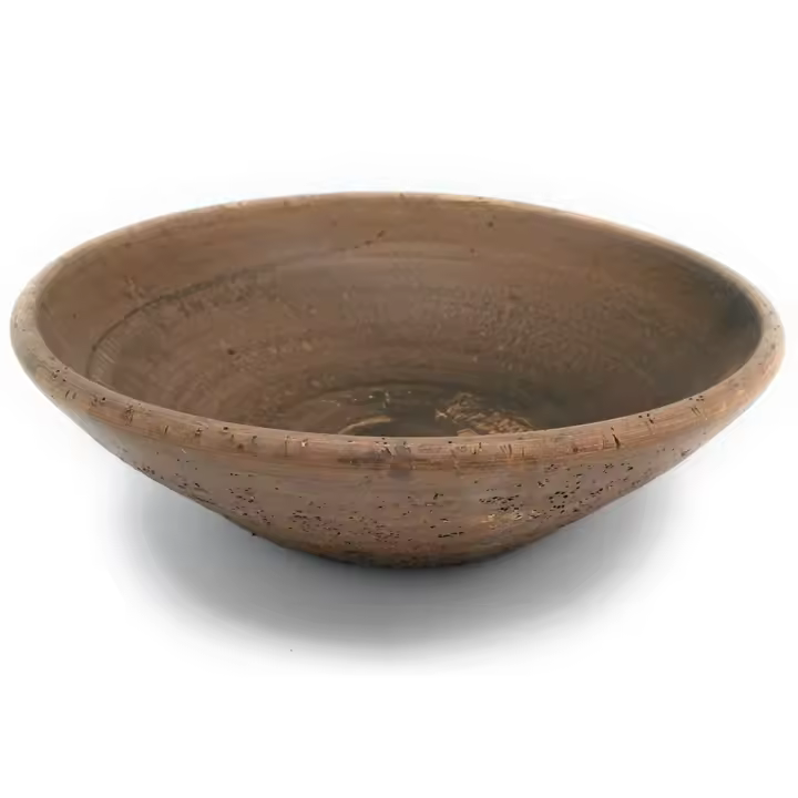 Maceta artesanal de barro rustica cuenco llano exterior e interior 28 x 8 cm - 1