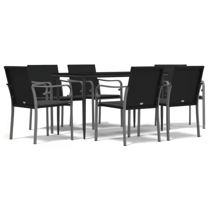vidaXL Juego comedor jardín 7 piezas y cojines ratán sintético y acero - 1