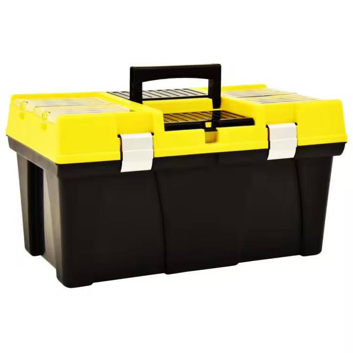 vidaXL Caja de herramientas de plástico amarillo 595x337x316 mm - 1