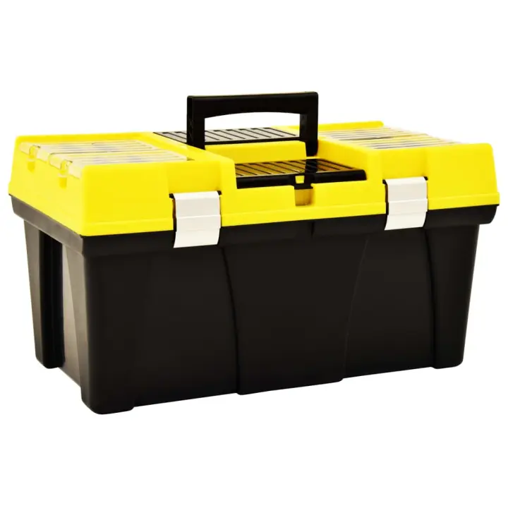 vidaXL Caja de herramientas de plástico amarillo 595x337x316 mm - 1