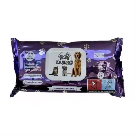 Toallitas Higiénicas Quibro para Perros y Gatos 40 unidades - Aroma Lavanda - 1