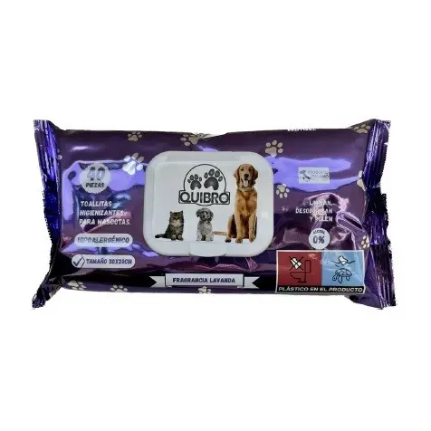 Toallitas Higiénicas Quibro para Perros y Gatos 40 unidades - Aroma Lavanda - 1