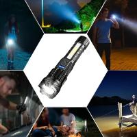 Linterna Táctica，Una linterna multifuncional para exteriores, con un zoom telescópico super brillante, luz de campamento recargable, ideal para viajes, camping, senderismo, pesca y emergencias. - details 3