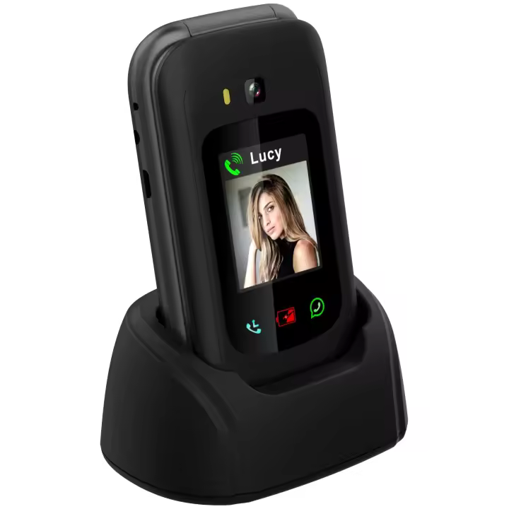 Funker E450 MAX Pro 2 4G Teléfono Móvil con tapa para personas mayores con 4G. Con botón SOS y base de carga. Geolocalización GPS, WhatsApp y Videollamadas. - 1