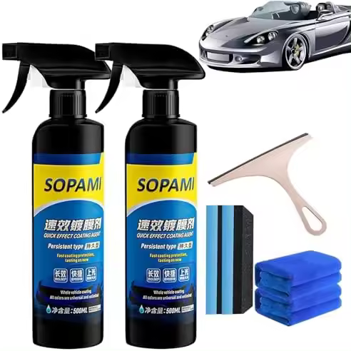 Aerosol para revestimiento de automóviles, agente de revestimiento de efecto rápido, aerosol para revestimiento de automóviles, agente de renovación de revestimiento multifuncional, aerosol para pulir cera para automóviles de capa rápida (2 unidades) - 1