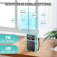 J-555 Am/FM Radio Portatil Pequeña Recargable, Carga USB-C, Radios Pequeña Pilas, con Toma de Auriculares, Transistor Radio de Bolsillo con Clip y cordón para Correr, Acampar. (Azul) - details 1