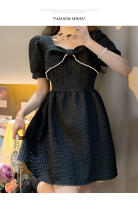 Vestido Vintage Bordado YUQI Para Mujer Verano 2024 Cierre De Cremallera Estilo Hepburn Retro Elegante Mini Con Cinturón Y Bow - details 24