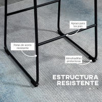 HOMCOM 2 Taburetes Altos de Cocina Tapizado en PU Taburetes de Bar con Respaldo Patas de Acero y Reposapiés para Comedor Carga 110 kg 47x54x99 cm Gris Oscuro - details 4