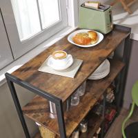 Estantería de cocina con cestas de malla y soporte para microondas, 80x35x95 cm, incluye estantes y ganchos, disponible en marrón rústico, nogal y greige - details 8