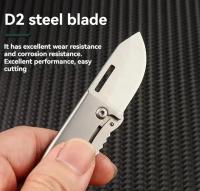 Cuchillo Plegable Mini 2024 Acero Inoxidable D2 Portátil Con Cadena De Llave Para Abrir Cajas Hoja Larga 3.6 Pulgadas Sin Bloqueo - details 2