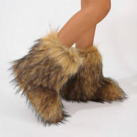 Botas De Nieve Invierno Para Mujer Largo Hasta La Rodilla Peluche Sintético Moda Y2K Cálidas Botas De Piel De Lujo Para Niñas Zapatos De Exterior - details 2