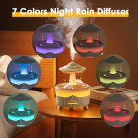 Gotas de agua del Humidificador de nubes de lluvia, difusor de lluvia nocturna de 7 colores, con control remoto, luz de difusión de setas, sonido de lluvia para dormir, fuente de escritorio - details 2