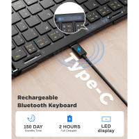 Teclado Bluetooth Plegable Con Touchpad Portátil De Tamaño Completo Soporta Conexión Multi-dispositivo Para Viajes - details 3