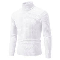 (Mejor) Hombres suéter de cuello alto Color sólido Lana Casual Invierno Chaqueta caliente Deporte suéter de cuello alto - details 1