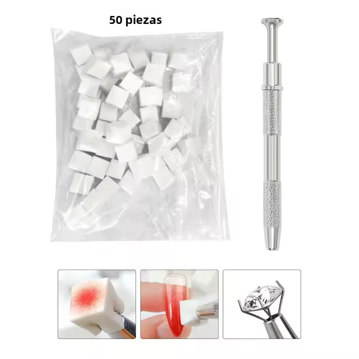 50pcs Esponja De Uñas Ombre Con Pluma De Agarre Herramienta De Tapa Francesa Para Manicura Delineador De Uñas Suave - 1