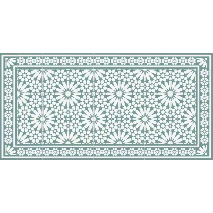 VINILIKO, Alfombra de vinilo Samara verde, estilo baldosas - 1