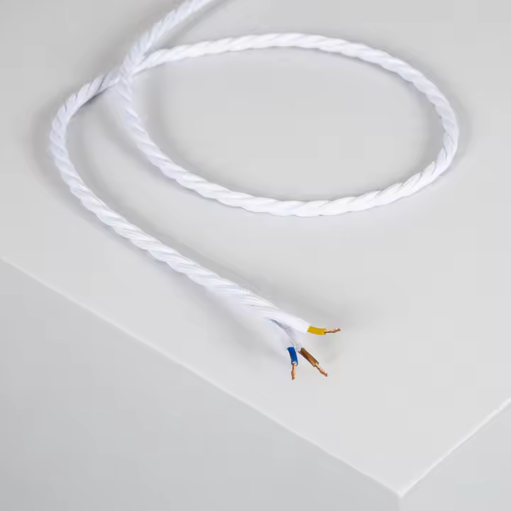Ledkia Cable Textil Eléctrico Trenzado Blanco - 1