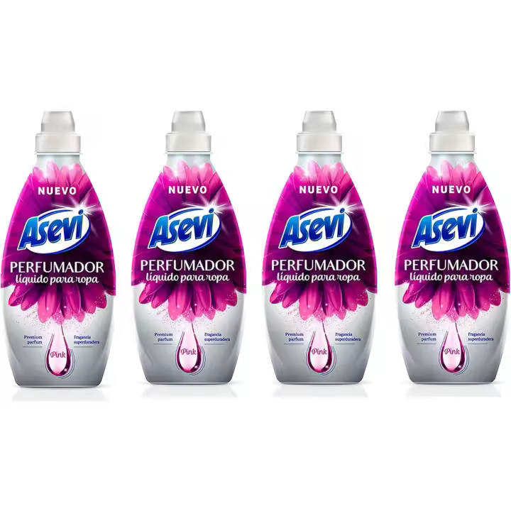 ASEVI PERFUMADOR LIQUIDO PARA ROPA FRAGANCIA PINK 720ML - PACK4 Deja tu ropa con un aroma fresco y duradero. - 1