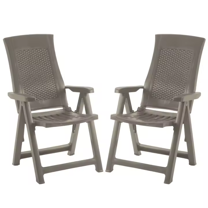Pack 4 Sillones Plegables Muebles de Exterior Gold Estilo Práctico en Color Marrón 59x108x62 cm - 1