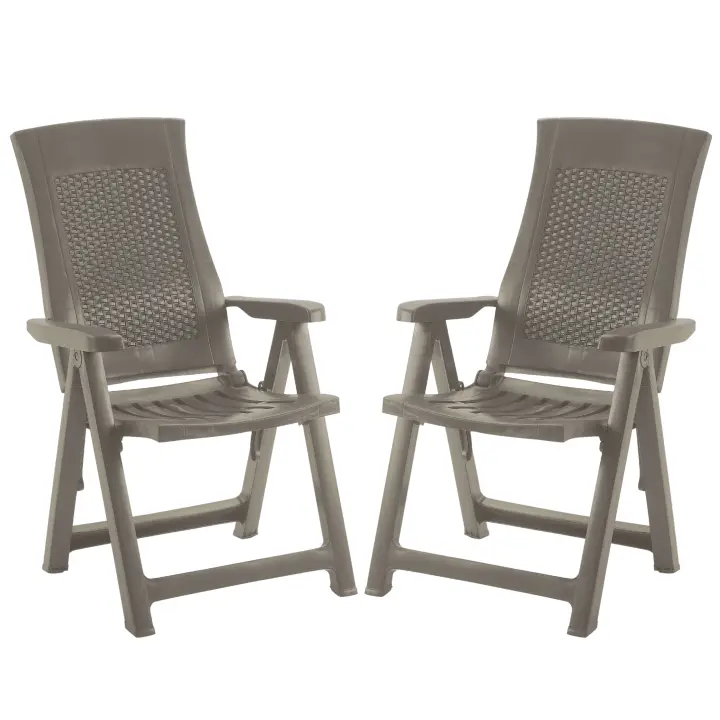 Pack 2 Sillones Plegables Muebles de Exterior Gold Estilo Práctico en Color Marrón 59x108x62 cm - 1