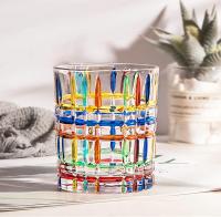 Vaso de whisky de vidrio de color pintado a mano, copa de vino de cristal de color confeti arcoíris romántico, adecuado para regalos para novias, bares en casa, bodas - details 6