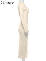 Vestido Largo Elegante Para Mujer NIBBER Con Cuello Redondo Y Patchwork Ajustado Para Noche Traje De Fiesta Vestidos - details 14