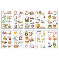 10PCS Tatuajes De Pascua Para El Festival De Conejos Con Diseños De Huevo Animal Y Flor Retro Personalizable Y Resistente Al Agua - details 2
