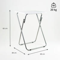 Mesa auxiliar plegable Jocca. Soporta Hasta 20kg. Tablero MDF laminado con melamina y patas de metal. Compacta y funcional, fácil de guardar debajo de la cama o del sofá. Ideal para ahorrar espacio y usar en Hogar u Oficina. Medidas 48x38x66cm - details 2