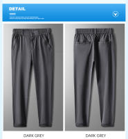 Pantalones Casuales Para Hombre De Fibra De Bambú Verano Transpirables Elásticos Slim Straight Negro Gris Cierre De Cremallera - details 17