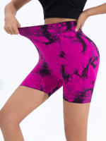 Shorts De Yoga Para Mujer Cintura Alta Sin Costuras Tie-Dye Elásticos Altos Transpirables Leggings De Gimnasio - details 11
