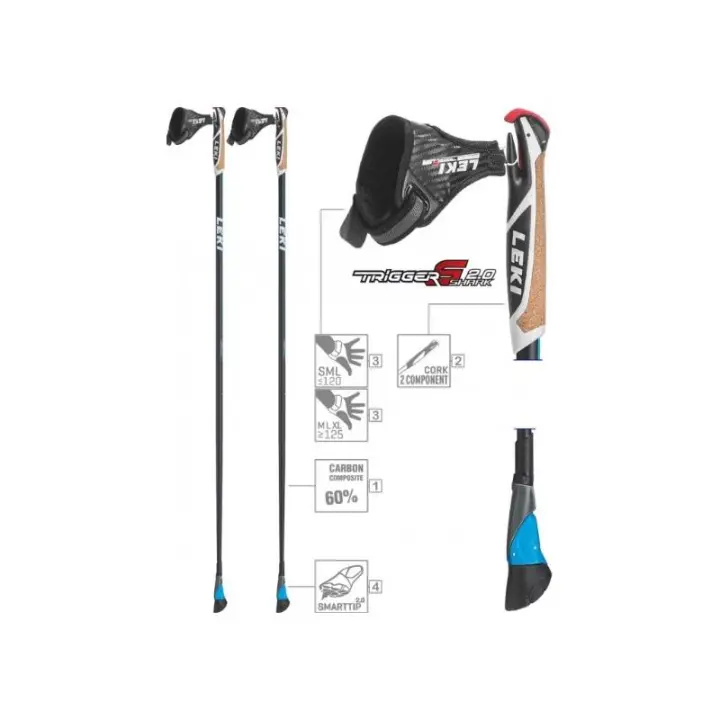LEKI SMART PALOS DE CARBONO NORDIC WALKING CM.115 UNISEX - 1