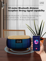 Lámpara De Noche Multifuncional Con Altavoz Bluetooth Y Carga Inalámbrica Rápida 15W Para Mesa De Noche En La Habitación Luz Ambiente Redonda Con Bombilla LED - details 4