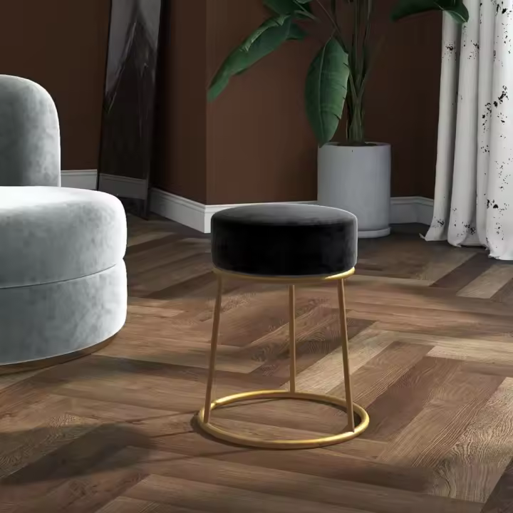 vidaXL Hocker redondo negro terciopelo - 1