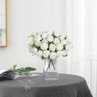 Ramo De Flores Artificiales Rosas Blancas De Seda Para Decoración De Fiesta Navidad Boda Jardín Exterior Sala De Estar Vaso Regalo Familiar - details 2