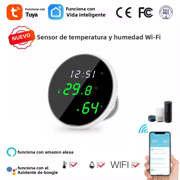 Sensor De Temperatura Y Humedad Inteligente Tuya USB Monitoreo Remoto Por App Para El Hogar Inteligente Compatible Con Alexa Y Google Assistant - 1