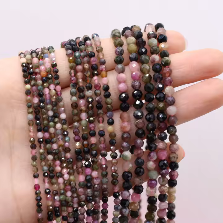 Bolas De Piedra Natural Turmalina Colorida Con Facetas Para La Creación De Joyas Manualidades Collares Pulseras Accesorios - 1