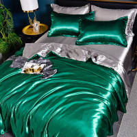 Juego De Cama Nórdico De Seda Con Fundas De Almohada Y Sábana De Lujo Para Pareja Individual Doble Verano Textil Sólido - details 15