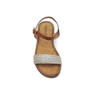 Calzados soraia, Sandalias Casual para Mujer - Correa Marrón con Detalle Trenzado Beige y Suela Plana - details 1