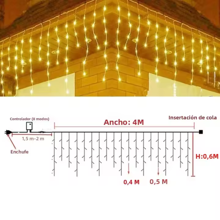 Luces De Navidad LED Colgantes Impermeables Con Pitón De Escalada Para Exterior Luces De Fairy De Onda Intermitente Para Fiesta De Vacaciones - 1