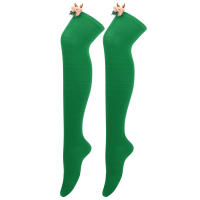 Novena Medias Navideñas Decorativas De Muñeca Calcetines De Pierna Sobre La Rodilla Estampado De Ciervo Y Rayas Para Mujer - details 24