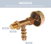 ELMA Válvula Reguladora de Gas Butano y Propano para Hornillo a Gas 8mm  Fabricado en Latón  Llave de Paso para Mangueras de Gas - details 0