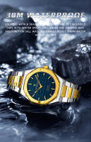 Reloj De Lujo Para Hombre Con Diamantes Y Luz Nocturna Calendario Doble Cuarzo Movimiento 41mm Azul Oro Acero Inoxidable Reloj De Moda Negocios Resistente Al Agua - details 12