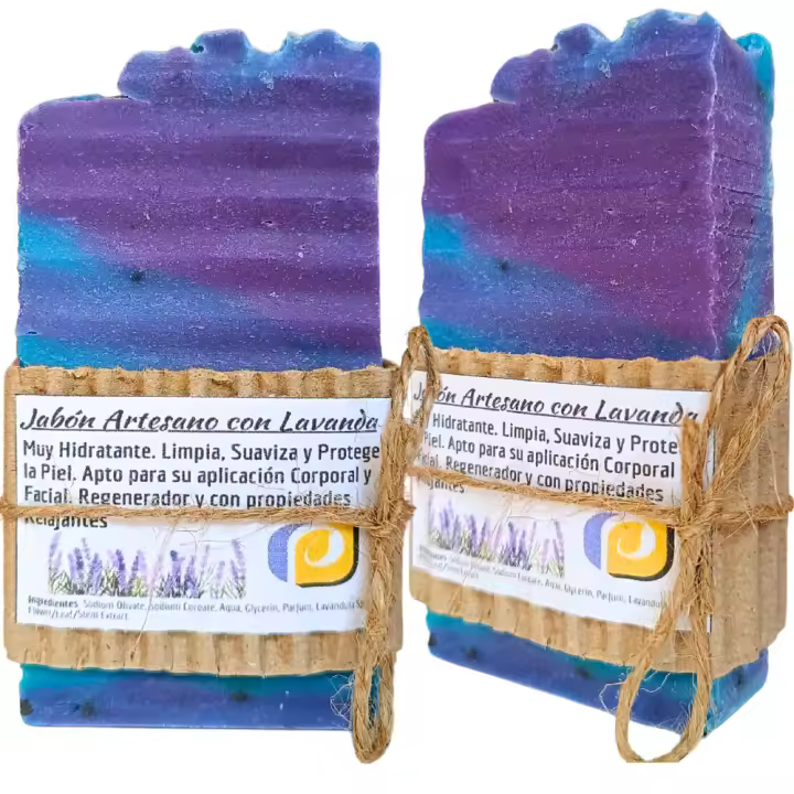 2 Jabones Artesanales Naturales de Lavanda. PumarShop Cinnia Natura. Hidratante. Aroma Agradable. Relajante y Regenerador. Hecho a Mano. Apto Veganos. - 1