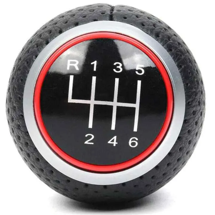 AUTOZOCO Pomo de 6 cambios marcha coche con perilla, Pomo cambio de marchas, Compatible con Audi A1 A3 A4 A5 B6 B7 B8 A6 S4 8K A5 8T Q2 Q3 Q5 8R S Line Passat Golf MK4 Seat Leon Ibiza 6J, Negro Rojo - 1