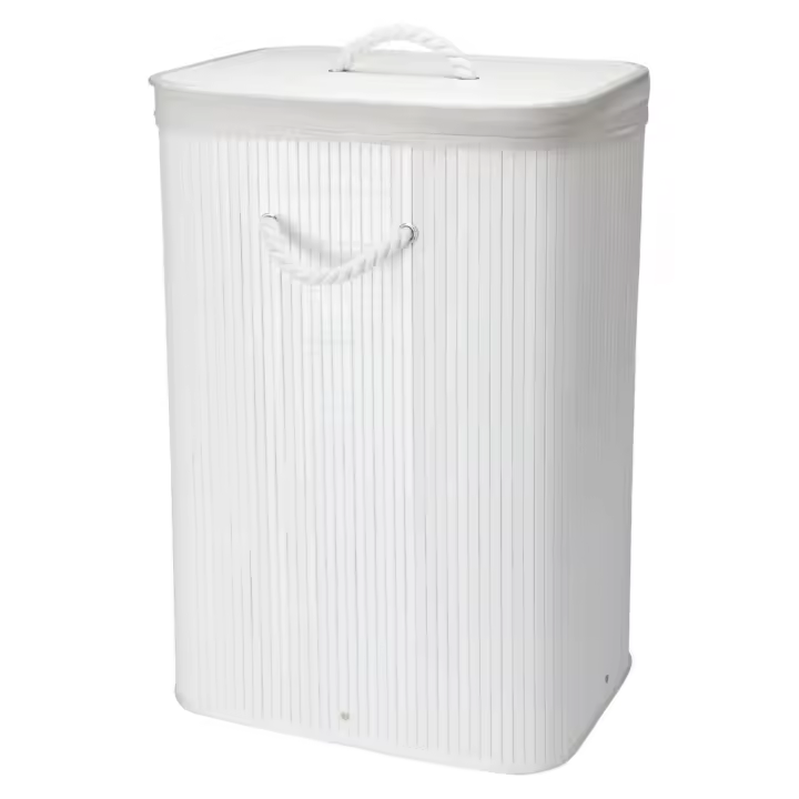 Balón para la ropa Sucia-Bambú-Con tapa - Natural-40x30x60 cm - 70 L-Ajustable - 1