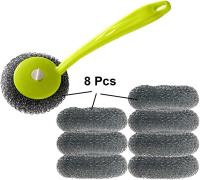 Juego de 8 cepillos de limpieza de alambre de acero con mango para tazón/PAN/plato - details 0