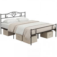 HOMCOM Marco de Cama Doble de Metal para Colchón 150x200 cm con Cabecera y Patas de 31 cm Estructura de Cama Matrimonio con Espacio Bajo de Almacenamiento 158x211x106 cm Negro - details 0