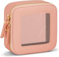 Pequeño Neceser de Viaje Transparent Mini Estuche de Maquillaje para Bolso de Cosméticos de Cuero PU Impermeable Multifuncional Organizador Rosa - details 0