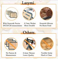 Lazymi Pack de 4 tapetes de silicona antiadherentes para hornear con medida para macarrones, pasteles, pan y pizza, tapete para hornear, tapete de silicona, papel para hornear, lámina para hornear, tapete para masa, mantel individual sin BPA (gris) - details 5