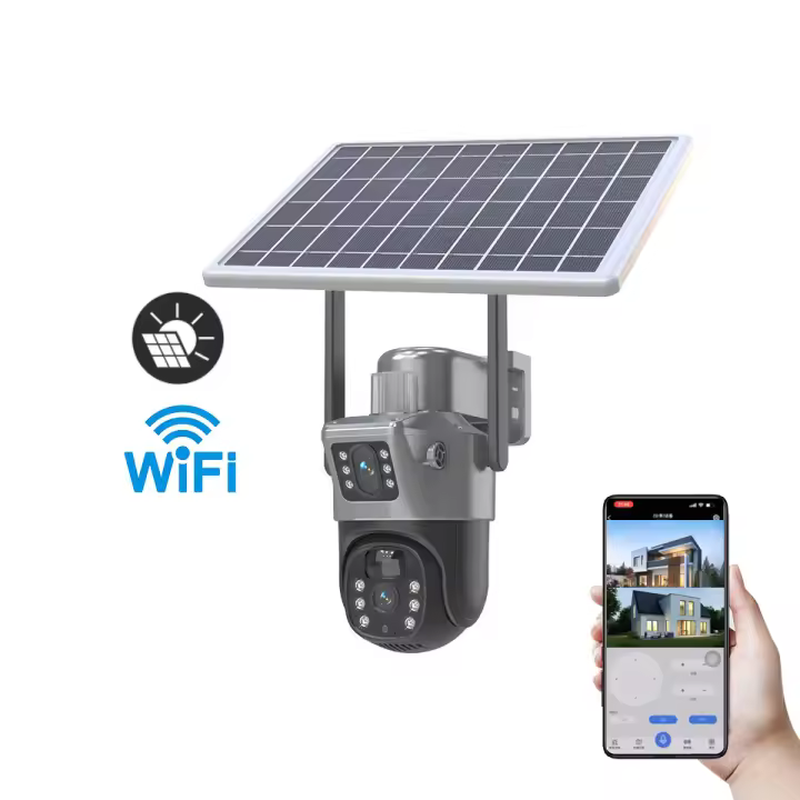 Cámara WiFi Batería Solar Lente Dual Pantallas duales Cámara Exterior PIR Detección Humana Protección de Seguridad Cámaras de Video PTZ 4K 8MP - 1